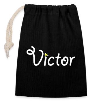 Victor - Sac cadeau en coton avec cordon (14 x 20 cm) - noir - Devant