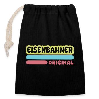 Railway worker as a first name - Closable cotton gift bag (14x20cm) - black - Front