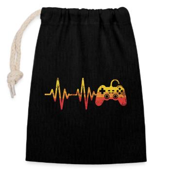 Heartbeat Gamepad Retro - Closable cotton gift bag (14x20cm) - black - Front