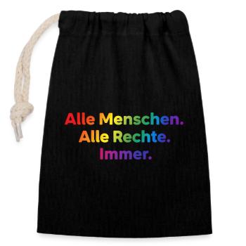 All People All Rights Always Statement - Closable cotton gift bag (14x20cm) - black - Front