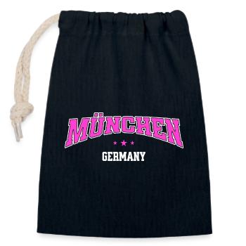 München Germany Statement Schriftzug Urban Pink - Verschließbarer Geschenkbeutel aus Baumwolle (14x20cm) - Navy - Vorne