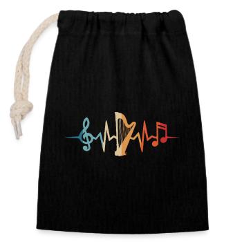 Harp heartbeat harpist harpist orchestra - Closable cotton gift bag (14x20cm) - black - Front