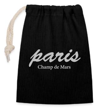 Paris Champ de Mars Vintage Script - Closable cotton gift bag (14x20cm) - black - Front