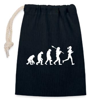 Evolution of Woman Running Silhouette - Closable cotton gift bag (14x20cm) - navy - Front