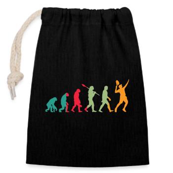 Tennis Evolution Retro - Verschließbarer Geschenkbeutel aus Baumwolle (14x20cm) - Schwarz - Vorne