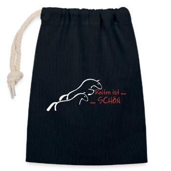 Horseback riding is beautiful... - Closable cotton gift bag (14x20cm) - navy - Front