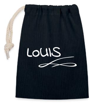 Name Louis - Verschließbarer Geschenkbeutel aus Baumwolle (14x20cm) - Navy - Vorne