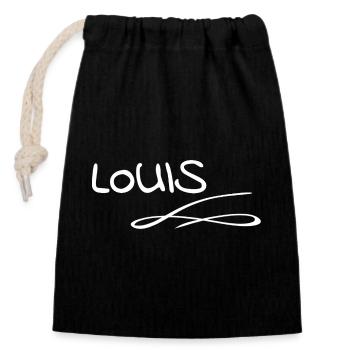 Nom Louis - Sac cadeau en coton avec cordon (14 x 20 cm) - noir - Devant