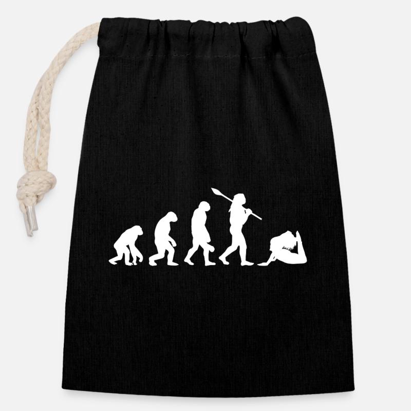 Evolution des Yoga Lustiges Namaste-Yoga-Geschenk - Verschließbarer Geschenkbeutel aus Baumwolle (14x20cm) - Schwarz