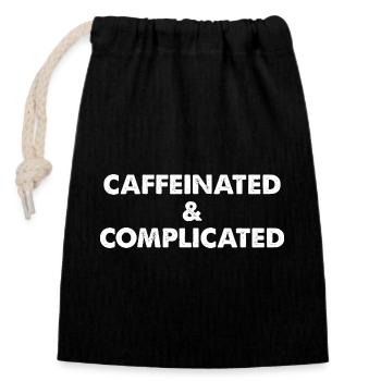 Caffeinated & Complicated - Closable cotton gift bag (14x20cm) - black - Front
