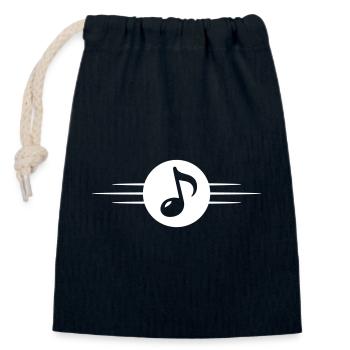 Ligne de symbole des notes de musique - Sac cadeau en coton avec cordon (14 x 20 cm) - bleu marine - Devant