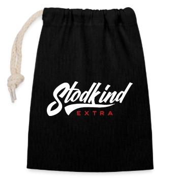 Stodkind Extra WHITE - Closable cotton gift bag (14x20cm) - black - Front