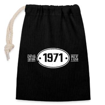 1971 Birthday 1971 - Closable cotton gift bag (14x20cm) - black - Front