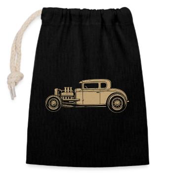 Hot Rod Vintage Illustration – V8 Custom Car - Verschließbarer Geschenkbeutel aus Baumwolle (14x20cm) - Schwarz - Vorne