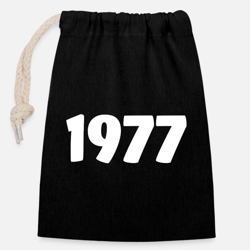 1977 - Sac cadeau en coton avec cordon (14 x 20 cm) - noir