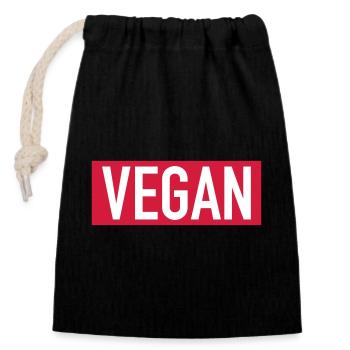 Vegan deluxe - Verschließbarer Geschenkbeutel aus Baumwolle (14x20cm) - Schwarz - Vorne