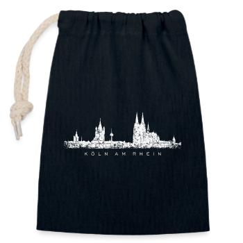 Köln am Rhein Kölner Skyline (Vintage/Weiß) - Verschließbarer Geschenkbeutel aus Baumwolle (14x20cm) - Navy - Vorne