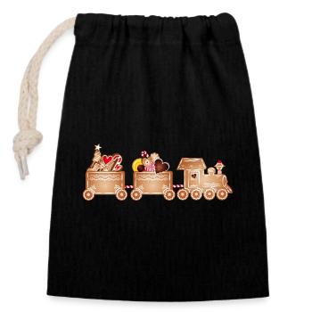 magical gingerbread railway for Christmas - Closable cotton gift bag (14x20cm) - black - Front