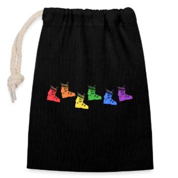 snowboard "lgbt-snowboarder-hardboots" - Verschließbarer Geschenkbeutel aus Baumwolle (14x20cm) - Schwarz - Vorne