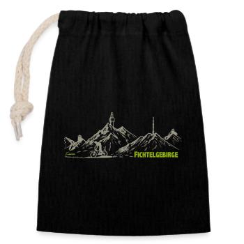 Fichtelgebirge drawing with Kösseine Schneeberg - Closable cotton gift bag (14x20cm) - black - Front