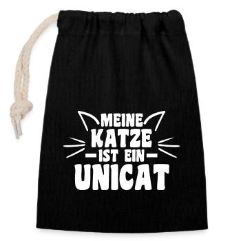 Katze Miezekatze Katzenliebhaber Katzenbesitzer Ka - Verschließbarer Geschenkbeutel aus Baumwolle (14x20cm) - Schwarz - Vorne