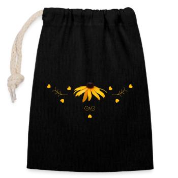 Fleur jaune d’échinacée - Sac cadeau en coton avec cordon (14 x 20 cm) - noir - Devant