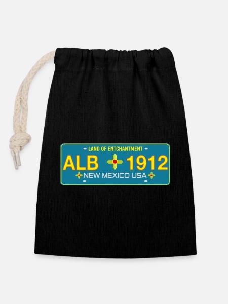 New Mexico Nummernschild Albuquerque - Verschließbarer Geschenkbeutel aus Baumwolle (14x20cm) - Schwarz