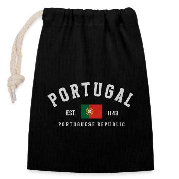 Portugal Est 1143 - Verschließbarer Geschenkbeutel aus Baumwolle (14x20cm) - Schwarz - Vorne