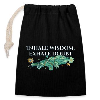 Inspirez Sagesse Expirez Doute Sauge Guérison Smudge - Sac cadeau en coton avec cordon (14 x 20 cm) - noir - Devant