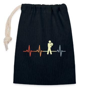 Hornist Strichfiguren Herzschlag - Verschließbarer Geschenkbeutel aus Baumwolle (14x20cm) - Navy - Vorne