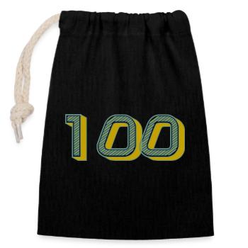 100. 100 JAHRE. 100-JÄHRIGES JUBILÄUM. GEBURTSTAG 100 - Verschließbarer Geschenkbeutel aus Baumwolle (14x20cm) - Schwarz - Vorne