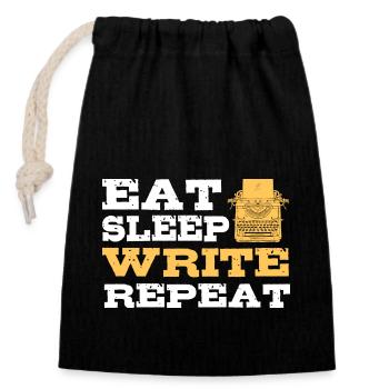 Author - Closable cotton gift bag (14x20cm) - black - Front