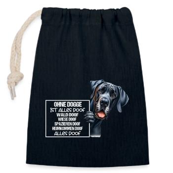 Ohne Dogge ist alles doof Dogge Halter Geschenk - Verschließbarer Geschenkbeutel aus Baumwolle (14x20cm) - Navy - Vorne