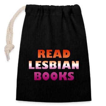 Read Lesbian Books - Closable cotton gift bag (14x20cm) - black - Front