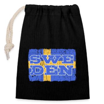 Schweden Schwedisch - Verschließbarer Geschenkbeutel aus Baumwolle (14x20cm) - Schwarz - Vorne