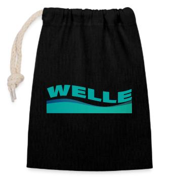 WAVE - Closable cotton gift bag (14x20cm) - black - Front