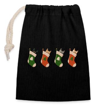 Cats in boots - Closable cotton gift bag (14x20cm) - black - Front
