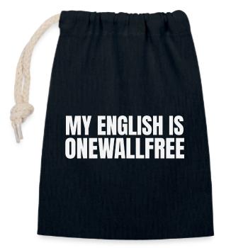 My english is onewallfree Denglish - Closable cotton gift bag (14x20cm) - navy - Front