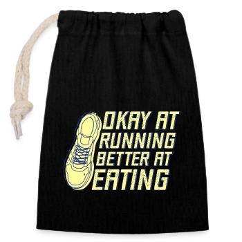 Courir bien en courant Mieux manger Marathon - Sac cadeau en coton avec cordon (14 x 20 cm) - noir - Devant
