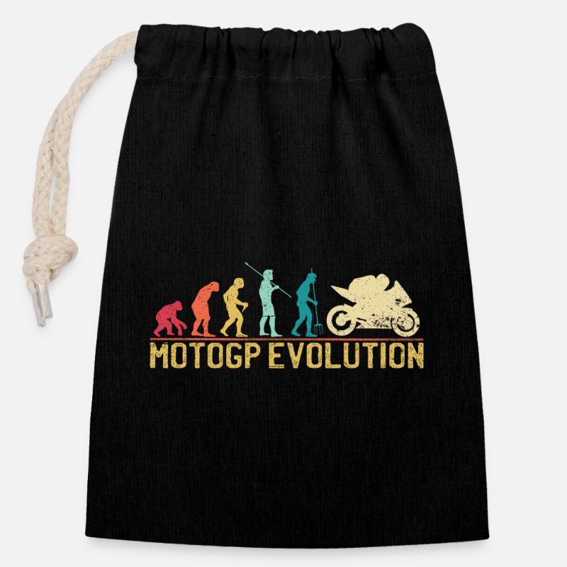 Conception de la silhouette Motocross Evolution - Sac cadeau en coton avec cordon (14 x 20 cm) - noir