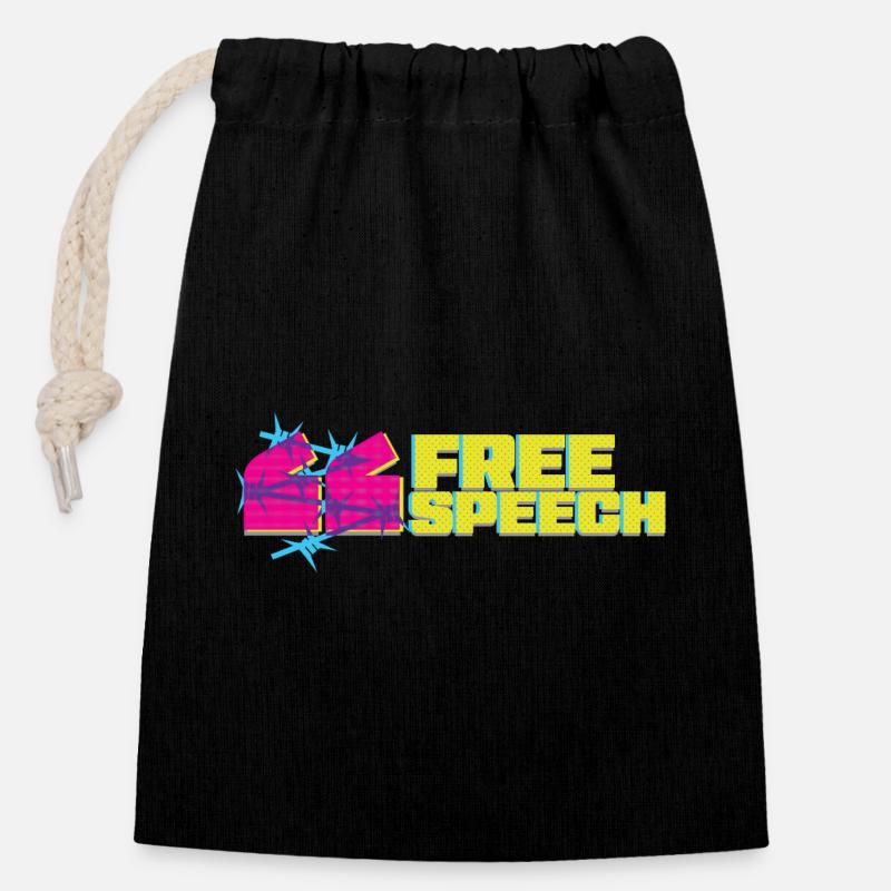 Lebendiges Graffiti-T-Shirt-Design mit freier Rede - Verschließbarer Geschenkbeutel aus Baumwolle (14x20cm) - Schwarz