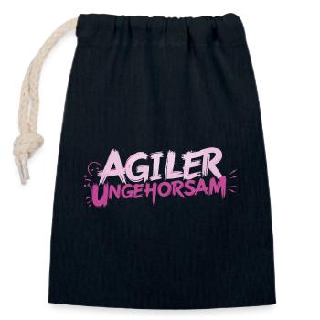 Désobéissance Agile - Déclaration - Sac cadeau en coton avec cordon (14 x 20 cm) - bleu marine - Devant