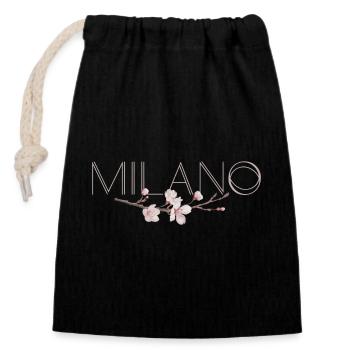 MILANO – Blossom Chic - Verschließbarer Geschenkbeutel aus Baumwolle (14x20cm) - Schwarz - Vorne