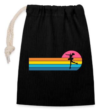 Figure skater - Closable cotton gift bag (14x20cm) - black - Front