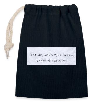 Bewusstsein Wächst Leise Zitat - Verschließbarer Geschenkbeutel aus Baumwolle (14x20cm) - Navy - Vorne