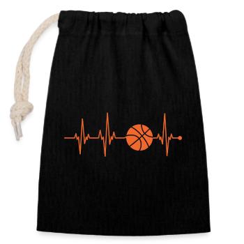 Beatlinie Basketball Puls - Verschließbarer Geschenkbeutel aus Baumwolle (14x20cm) - Schwarz - Vorne