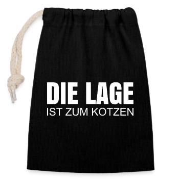 Die Lage ist zum kotzen - Verschließbarer Geschenkbeutel aus Baumwolle (14x20cm) - Schwarz - Vorne