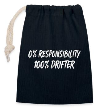 0% Responsibility 100% Drifter - Closable cotton gift bag (14x20cm) - navy - Front