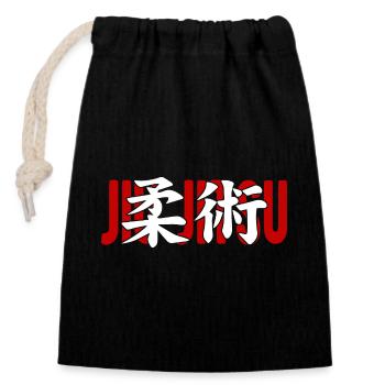 Jiu Jitsu Martial Arts Dojo Kanji Japon - Sac cadeau en coton avec cordon (14 x 20 cm) - noir - Devant