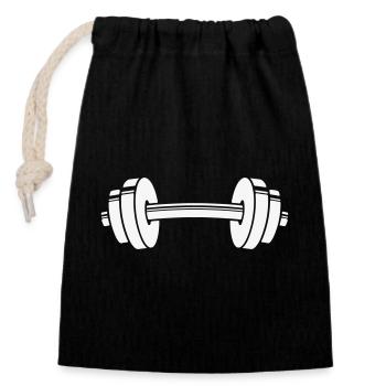 Dumbbell icon - Closable cotton gift bag (14x20cm) - black - Front